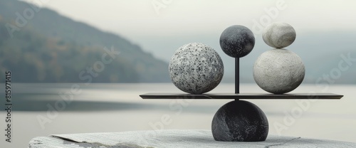 Balance Spheres In A Minimal Concept Symbolize Harmony And Equilibrium  With Simple Shapes And Clean Lines Creating A Visually Soothing And Modern Design  3D Rendering
