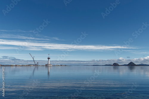 A modern gravity-based oil and gas platform under construction, Newfoundland and Labrador, Canada.