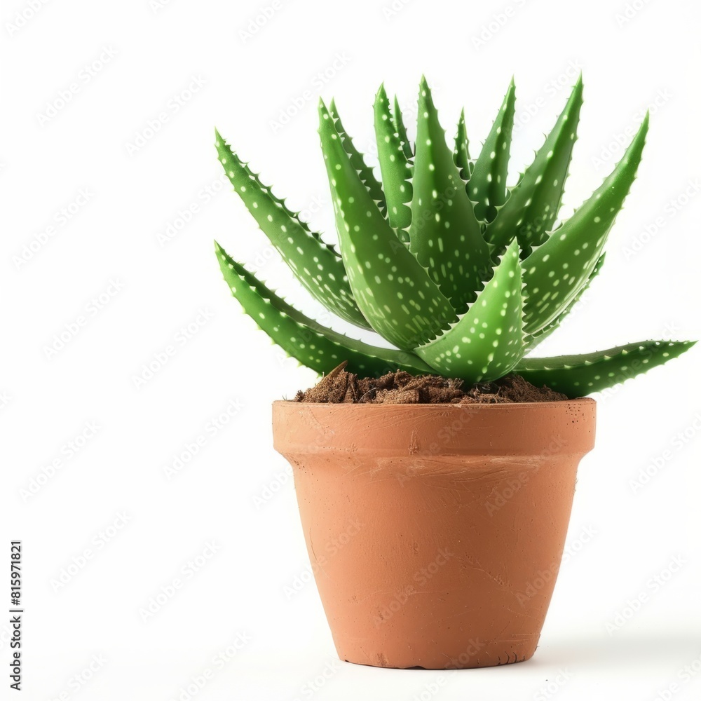 Aloe schwarzenberg plant thriving in a pot on a white background Aloe schwarzenberg plant thriving in a pot on a white background