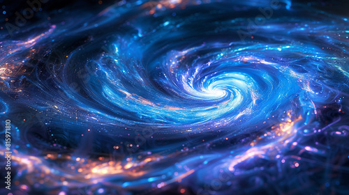 Galactic swirls and spirals in an abstract fluid 3D artwork.