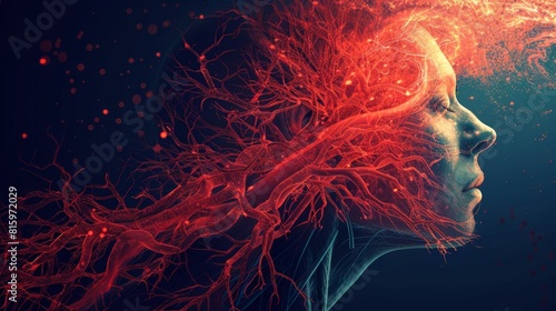 blood vessel , picture blood cell circulation. photo