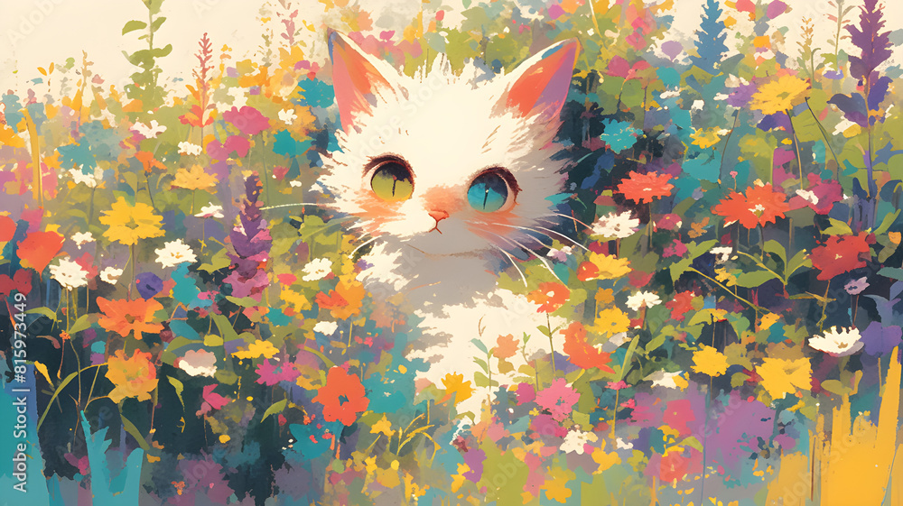 Cat's Colorful Garden Antics Cat's Colorful Garden Antics