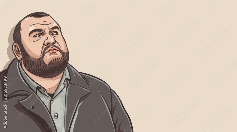 Fototapeta premium A cartoon of a man with a beard, showcasing whimsical charm and creative energy