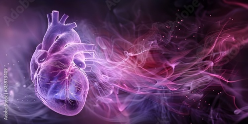 Nanoparticles deliver drugs to the heart remove clots regenerate tissue monitor function. Concept Nanoparticles, Drug Delivery, Heart, Clots, Tissue Regeneration, Monitoring Function photo