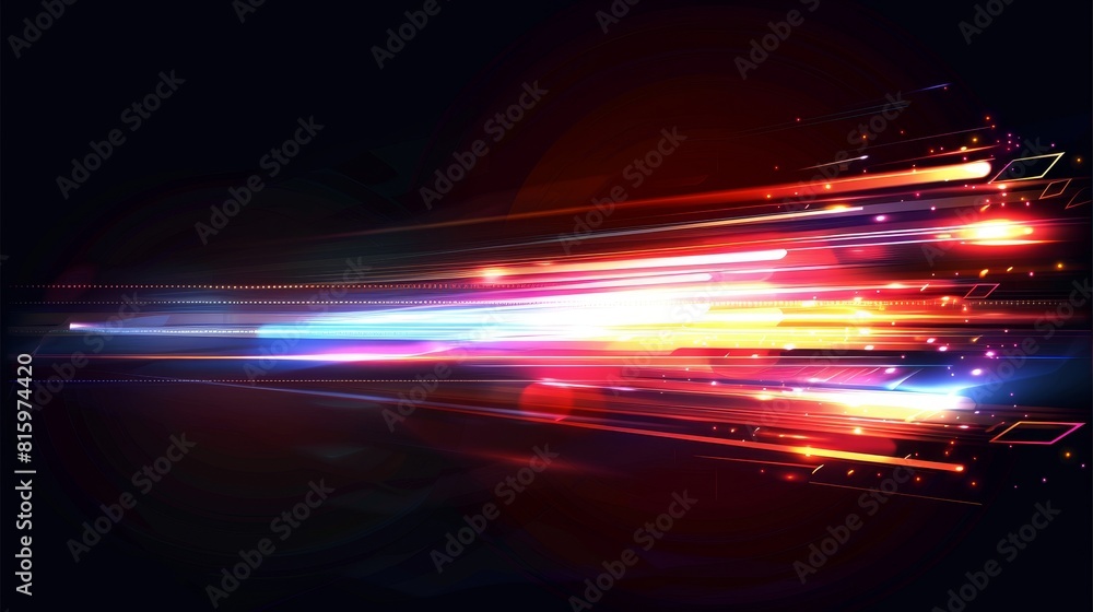 An abstract neon trail, modern communication network, motion trace, night traffic, and energy velocity are shown in this modern realistic illustration. An abstract neon trail, modern communication network, motion trace, night traffic, and energy velocity are shown in this modern realistic illustration.