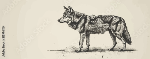 wolf Engraving style. Simple pencil drawing. vector simple illustration