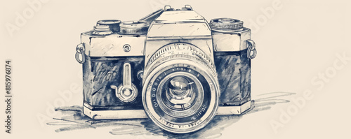 Retro movie camera sketch. vector simple illustration