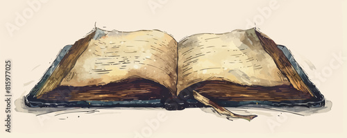 Opened book. Literature, education concept in vintage style. Hand drawn. vector simple illustration