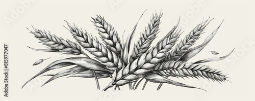 Wheat bread ears cereal crop. Hand drawn sketch in vintage engraving style. vector simple illustration