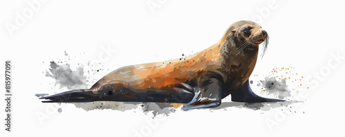 fur seal in watercolor style. Isolated vector illustration