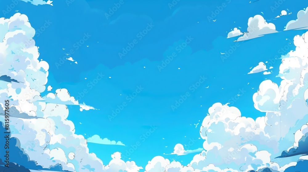 © Worrapol - blue sky with clouds anime style background © Worrapol - blue sky with clouds anime style background