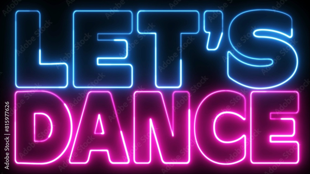 Let's Dance text font with light. Luminous and shimmering haze inside ...