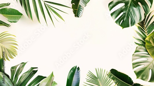Tropical leaf frame for Christmas cards with a summery vibe photo