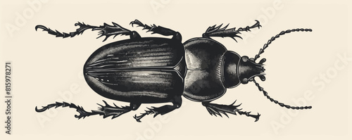Beetle insect hand drawn engraving sketch. vector simple illustration