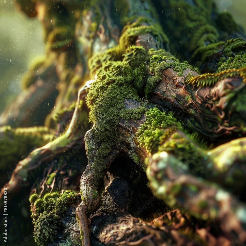 Close-up of a tree trunk covered in moss Close-up of a tree trunk covered in moss