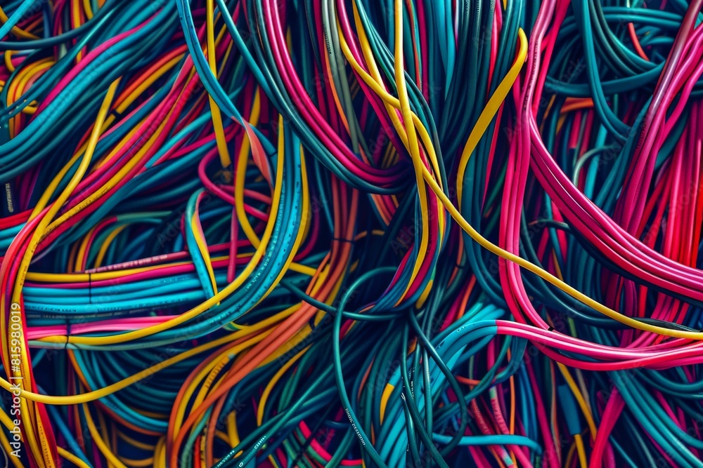 Colorful abstract image of intertwined cables.