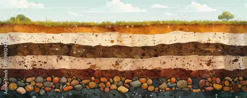 Soil layer infographics, vector cross section. vector simple illustration