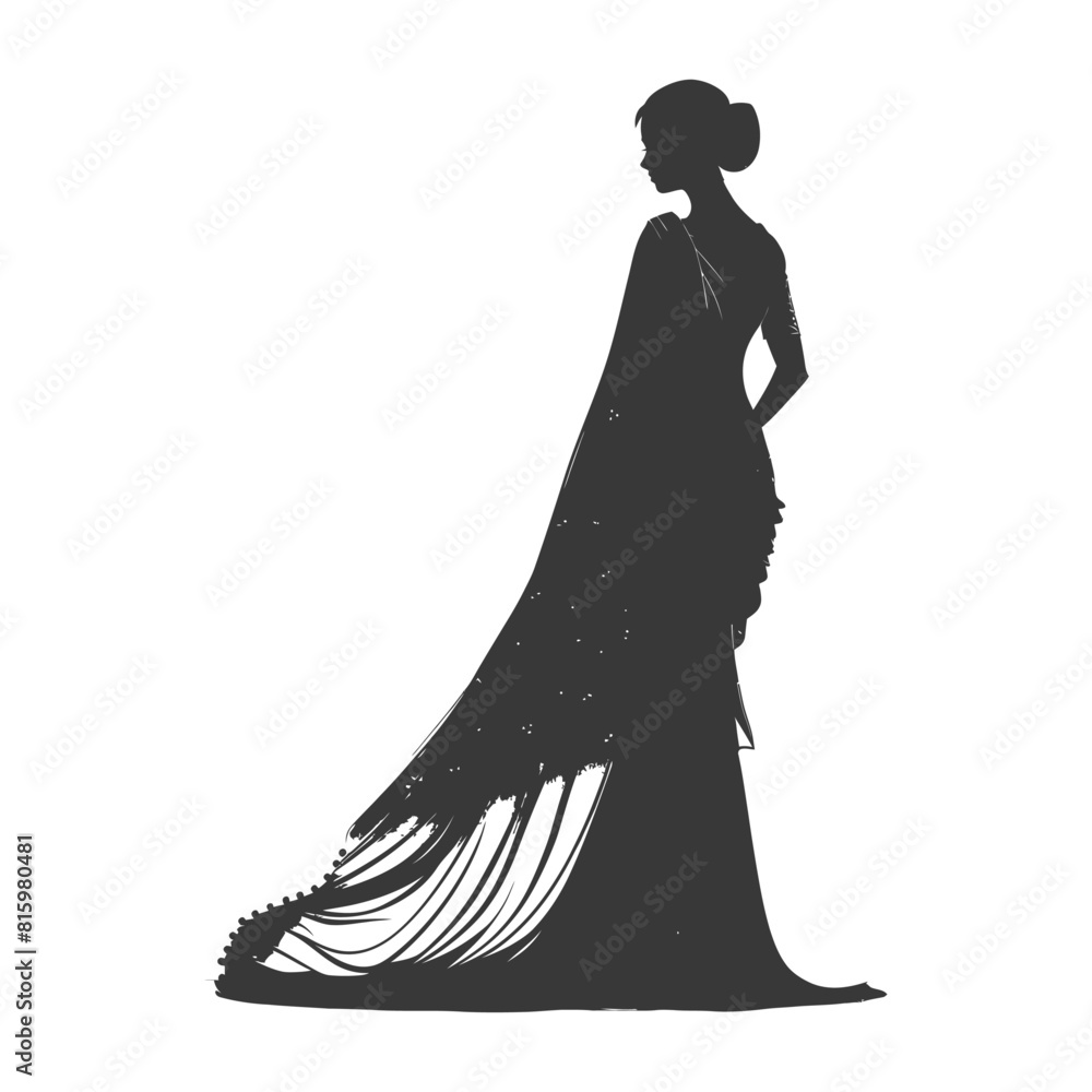 Silhouette independent indian women wearing Saree black color only Silhouette independent indian women wearing Saree black color only