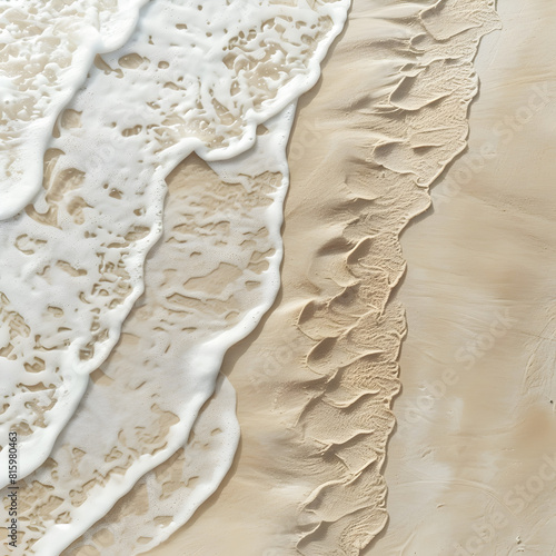 Waves ornament on neutral beige beach sand texture, aesthetic minimalist summer vacation background.