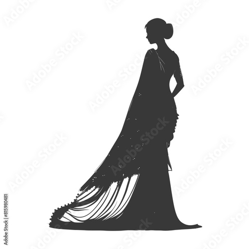 Silhouette independent indian women wearing Saree black color only