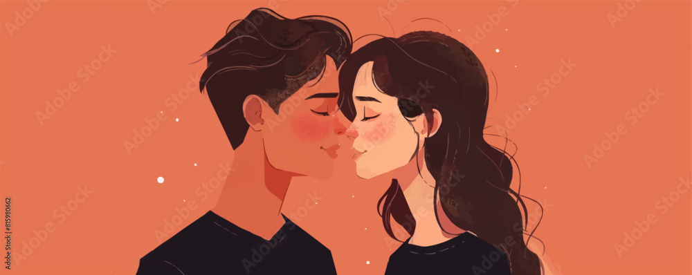 romantic couple vector flat minimalistic isolated illustration