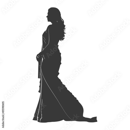 Silhouette independent indian women wearing Saree black color only