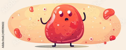 Cartoon sick gallbladder body organ character. vector simple illustration