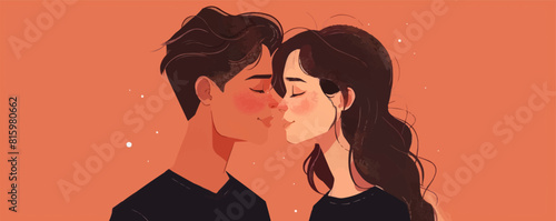 romantic couple vector flat minimalistic isolated illustration