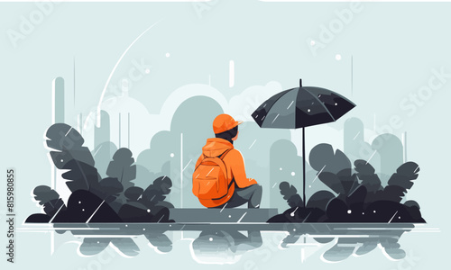 Monsoon Season vector flat minimalistic isolated vector style illustration