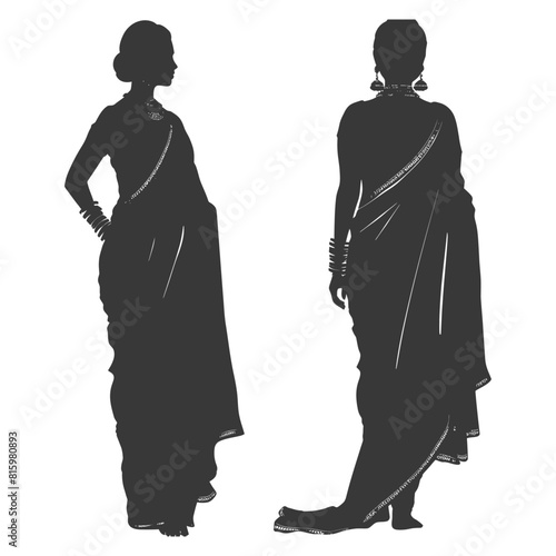 Silhouette independent indian women wearing Saree black color only