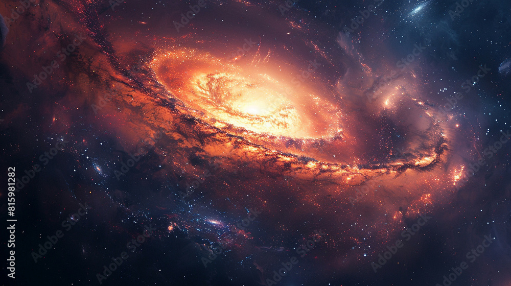 Fototapeta premium Mesmerizing Beauty: Galactic Glance of a Captivating Galaxy, Unveiling Cosmic Marvels and Celestial Wonders