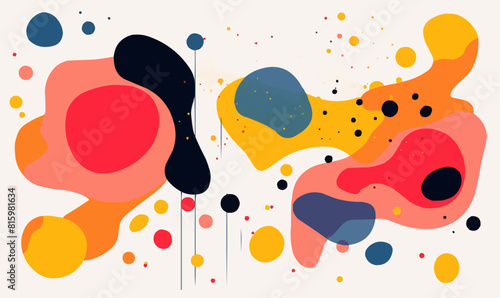 abstract contemporary splatter design artwork, rounded shapes doodle shapes vector illustration