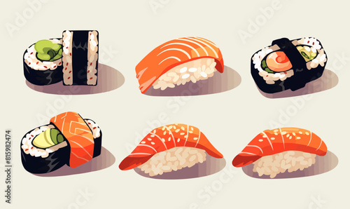 sushi vector flat minimalistic asset isolated vector style illustration