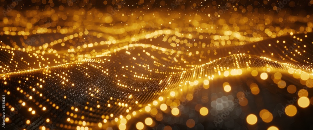Abstract Wave Background With Many Glowing Particles Represents A Musical Wave Or Digital Network, Exuding Energy And Dynamism With A Visually Engaging Design, 3D Rendering Abstract Wave Background With Many Glowing Particles Represents A Musical Wave Or Digital Network, Exuding Energy And Dynamism With A Visually Engaging Design, 3D Rendering