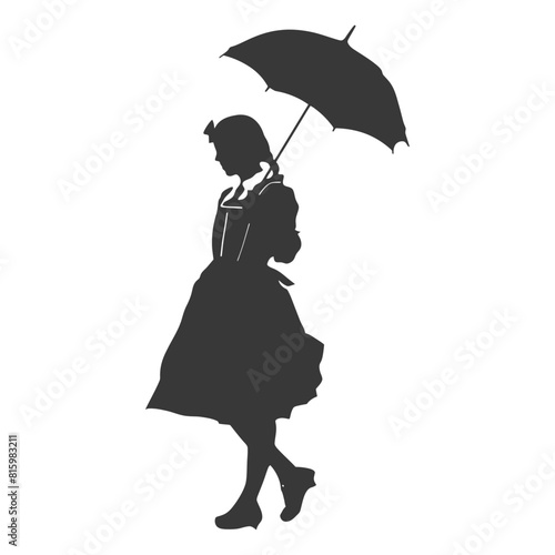 Silhouette independent germany women wearing dirndl with umbrella black color only