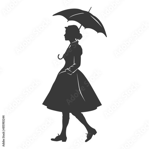 Silhouette independent germany women wearing dirndl with umbrella black color only