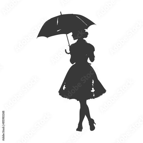 Silhouette independent germany women wearing dirndl with umbrella black color only