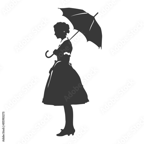 Silhouette independent germany women wearing dirndl with umbrella black color only