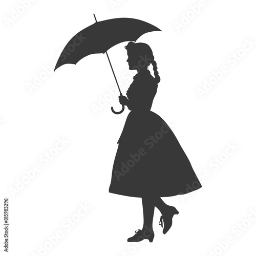 Silhouette independent germany women wearing dirndl with umbrella black color only