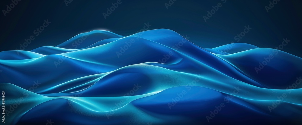 Against The Dark Canvas, Waves Of Light Blue Glass Flow With Grace, Creating A Mesmerizing And Serene Visual That Captures The Fluidity And Elegance Of Motion, 3D Rendering Against The Dark Canvas, Waves Of Light Blue Glass Flow With Grace, Creating A Mesmerizing And Serene Visual That Captures The Fluidity And Elegance Of Motion, 3D Rendering