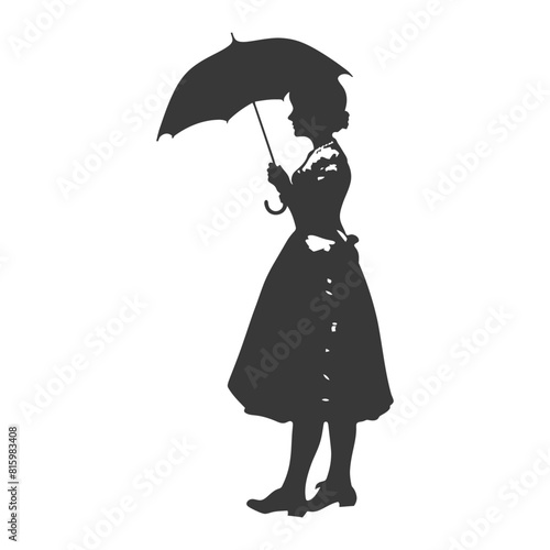 Silhouette independent germany women wearing dirndl with umbrella black color only