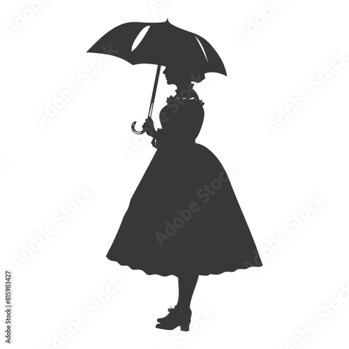Silhouette independent germany women wearing dirndl with umbrella black color only
