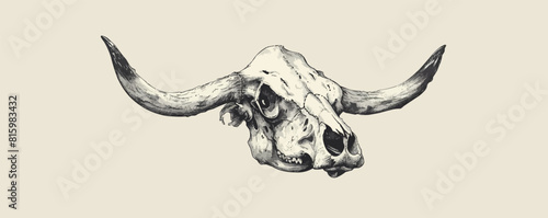 Cow skull sketch hand drawn in doodle style Vector illustration