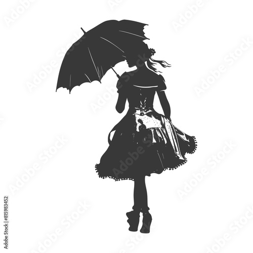 Silhouette independent germany women wearing dirndl with umbrella black color only