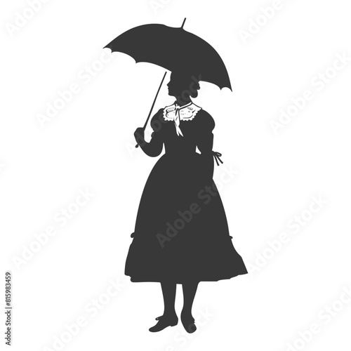 Silhouette independent germany women wearing dirndl with umbrella black color only