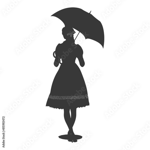 Silhouette independent germany women wearing dirndl with umbrella black color only