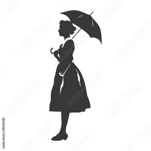 Silhouette independent germany women wearing dirndl with umbrella black color only