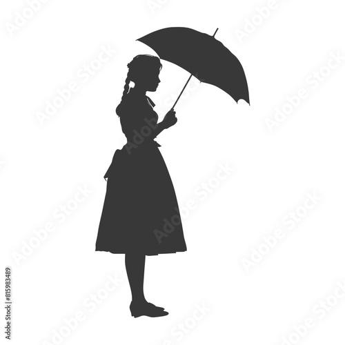 Silhouette independent germany women wearing dirndl with umbrella black color only
