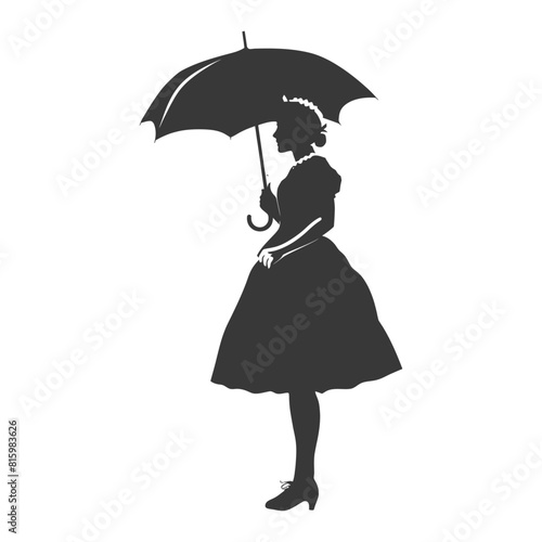 Silhouette independent germany women wearing dirndl with umbrella black color only