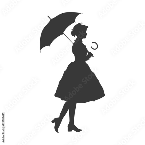 Silhouette independent germany women wearing dirndl with umbrella black color only